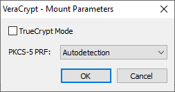 Default Mount Parameters Dialog